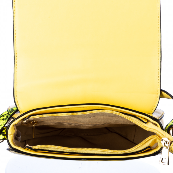 Γυναικεία τσάντα Evian Κίτρινη οικολογικό δέρμα, 6 - Kalapod.gr